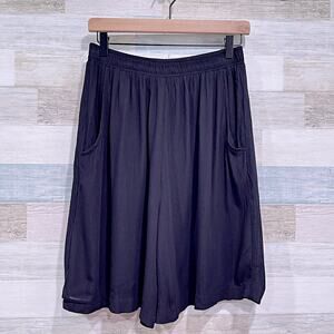 KAREN KANE Vintage Pull On Culotte Gauze Knit Shorts Black Pockets USA Womens 12